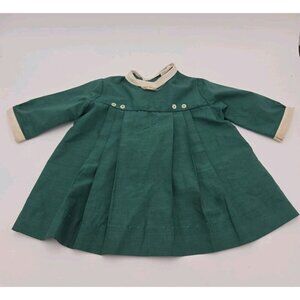 Vintage JC Penney Penn Prest Toddler Circle Dress Green Size 3 Made In USA 15832